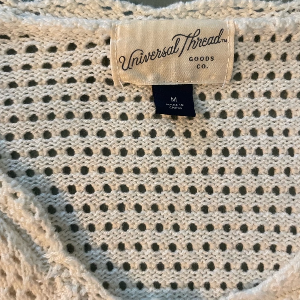 Universal Thread Cream Open-Knit V-Neck Sweater - Picture 3 of 3
